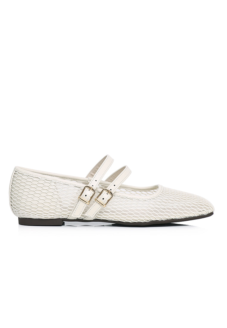 Mila Double Strap Ballerina & Flats (White)