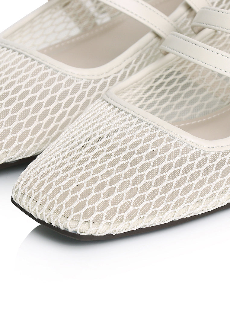 Mila Double Strap Ballerina & Flats (White)