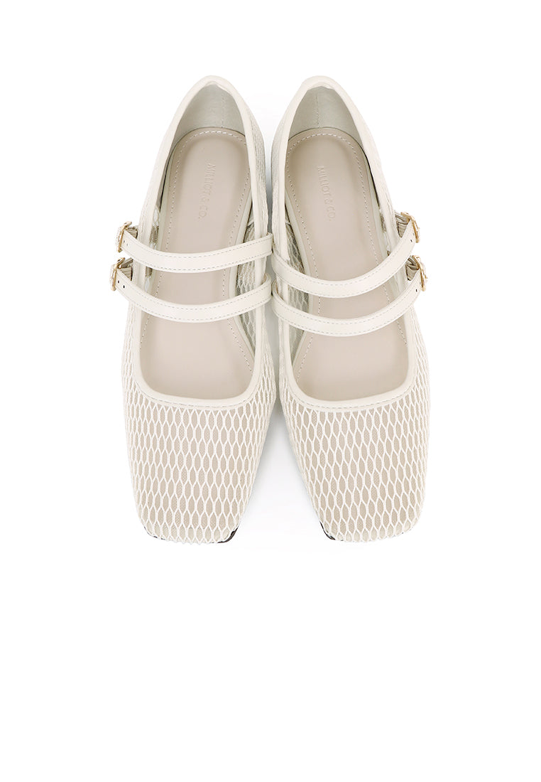 Mila Double Strap Ballerina & Flats (White)