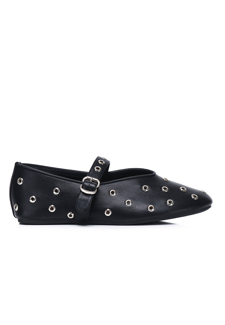 Raelynn Studded Ballerina & Flats (Black)