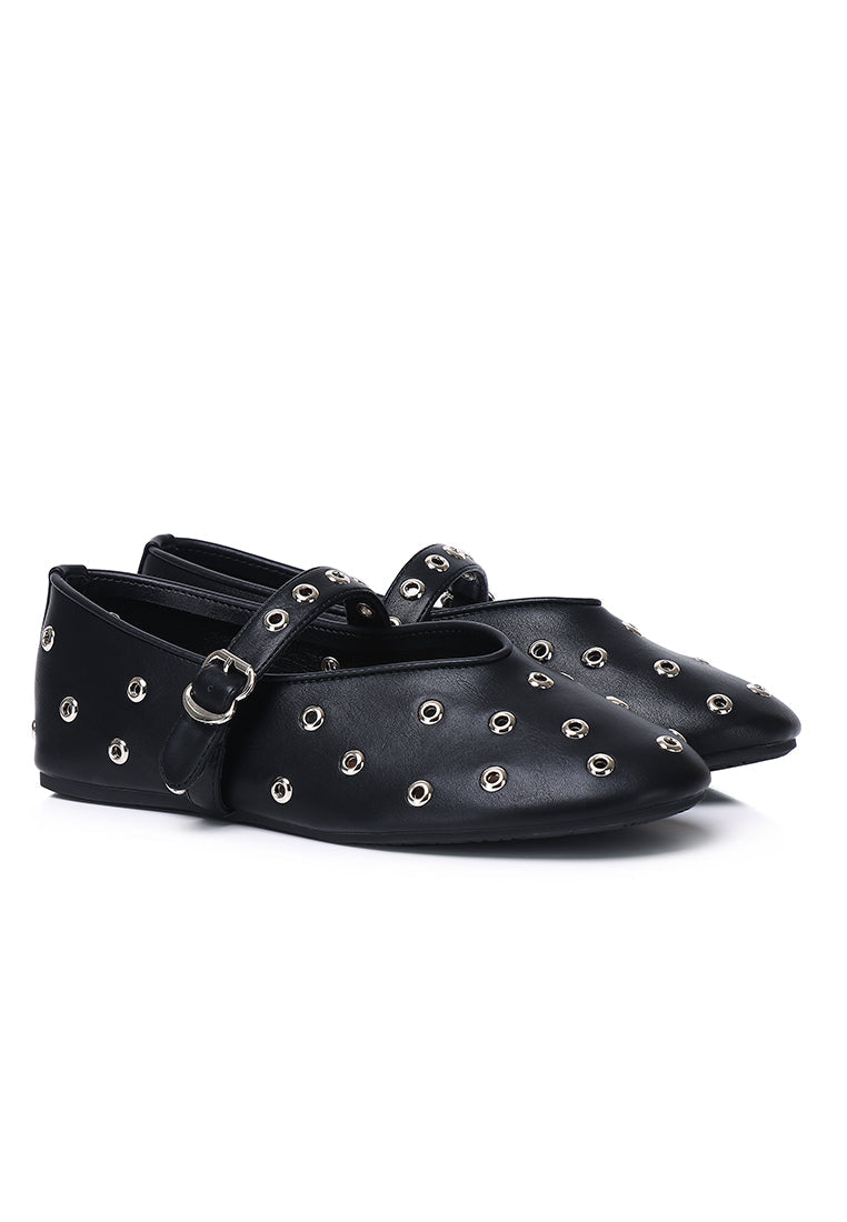 Raelynn Studded Ballerina & Flats (Black)