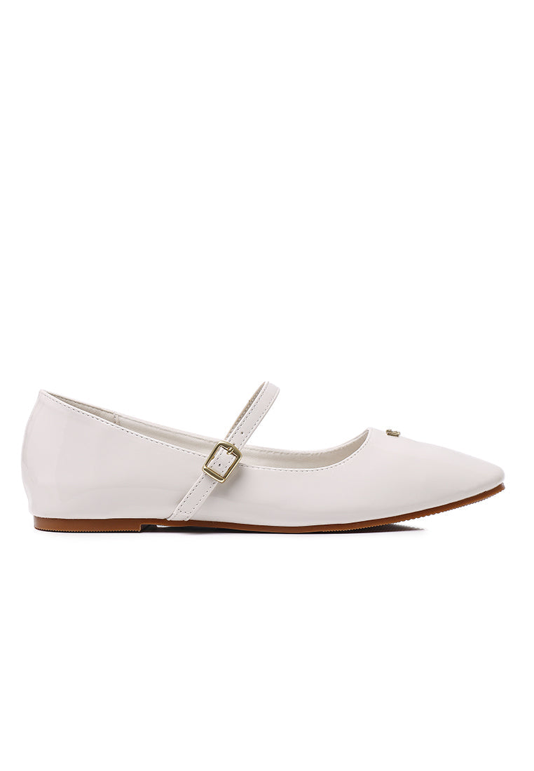 Gina Round Toe Mary Jane Ballerina & Flats (Beige)