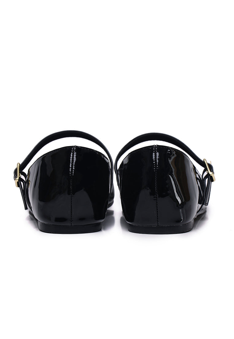 Gina Round Toe Mary Jane Ballerina & Flats (Black)