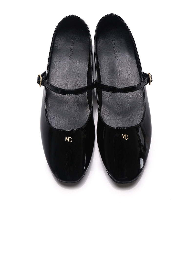 Gina Round Toe Mary Jane Ballerina & Flats (Black)