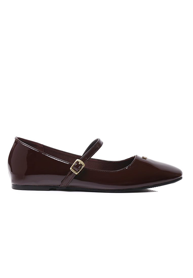 Gina Round Toe Mary Jane Ballerina & Flats (Espresso)