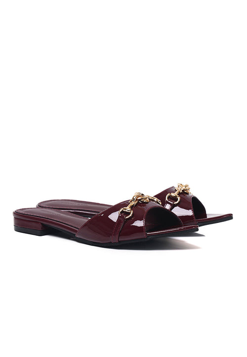 Beatrice Knot Slip Ons Ballerina & Flats (Maroon)