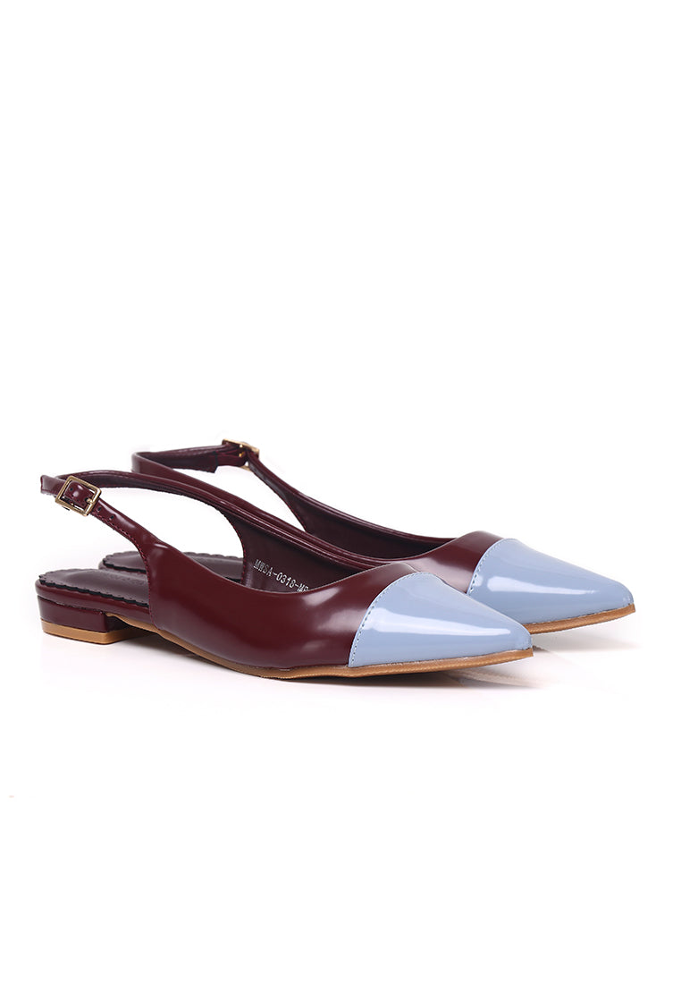 Emilia Two tone Flats & Ballerina (Maroon)