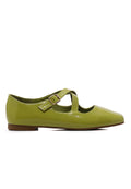 Jillian Crossed Patent Ballerina & Flats (Olive)