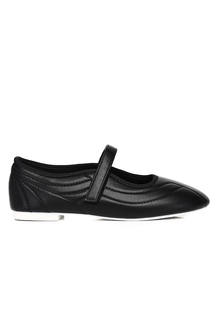 Odelia Padded Mary Janes Flats (Black)