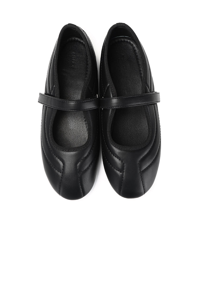Odelia Padded Mary Janes Flats (Black)