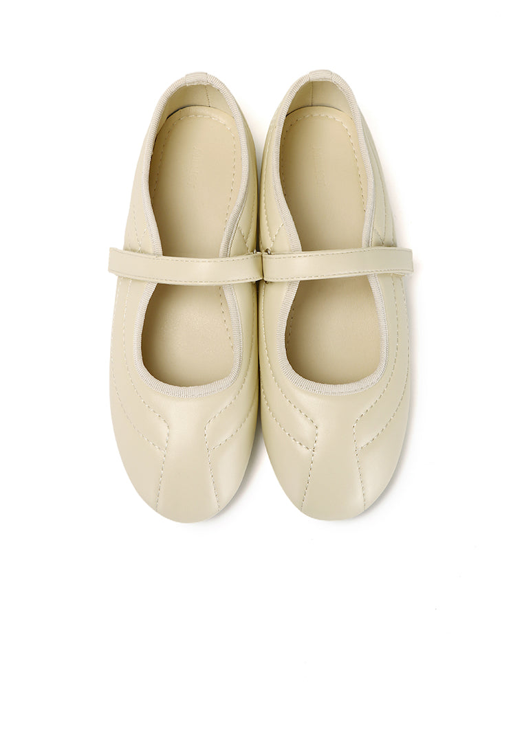 Odelia Padded Mary Janes Flats (Light Yellow)