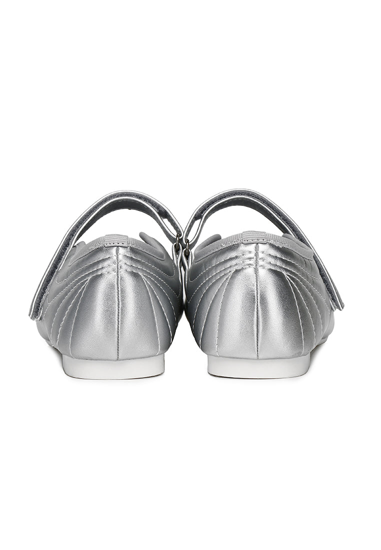 Odelia Padded Mary Janes Flats (Silver)