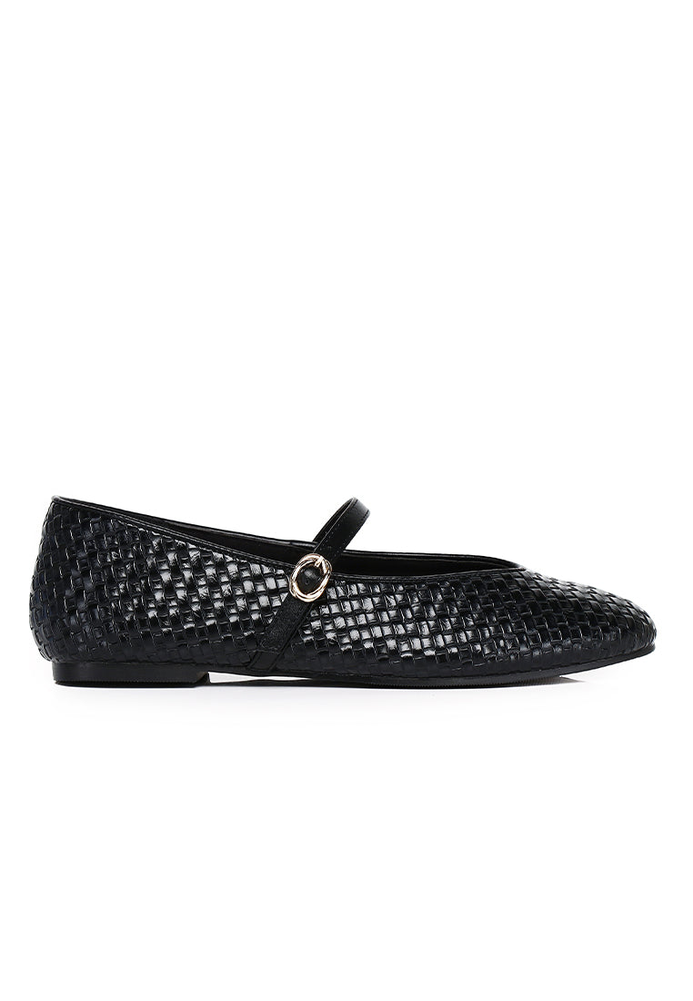 Maya Braided Mary Janes Flats & Ballerina (Black)