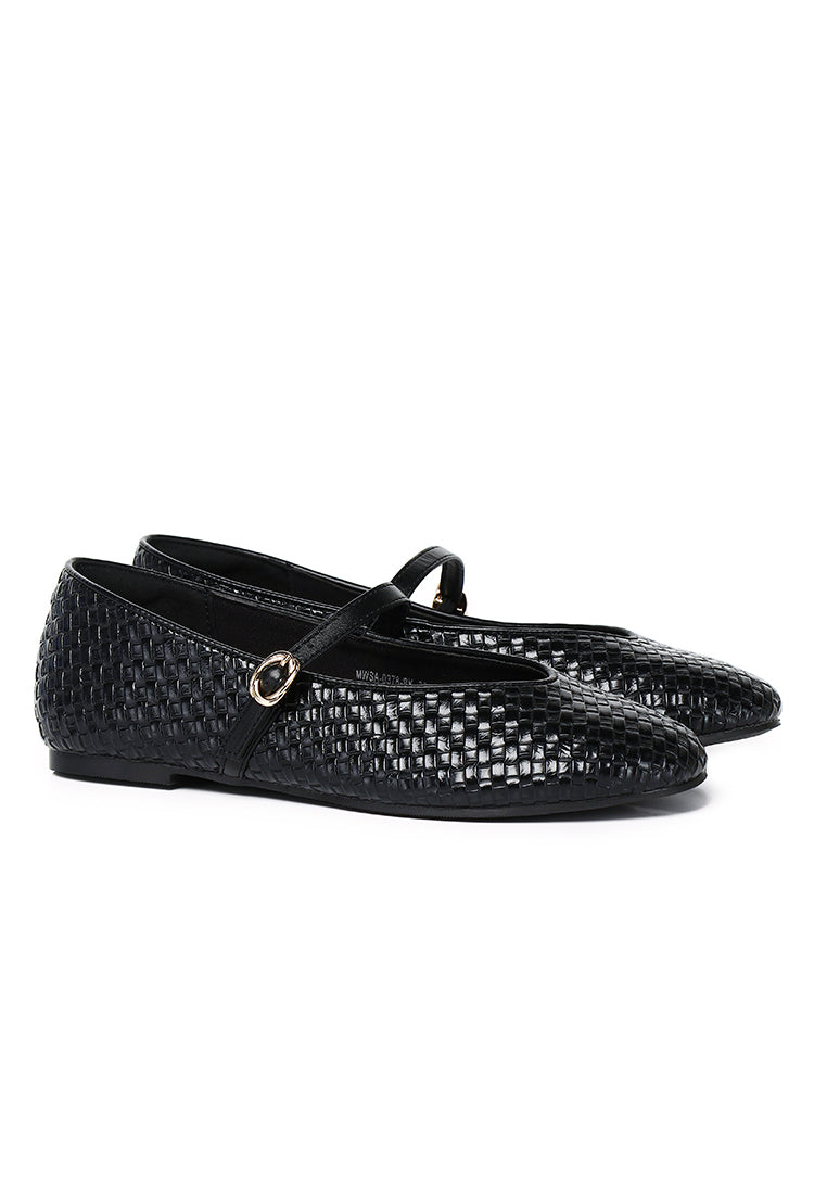 Maya Braided Mary Janes Flats & Ballerina (Black)
