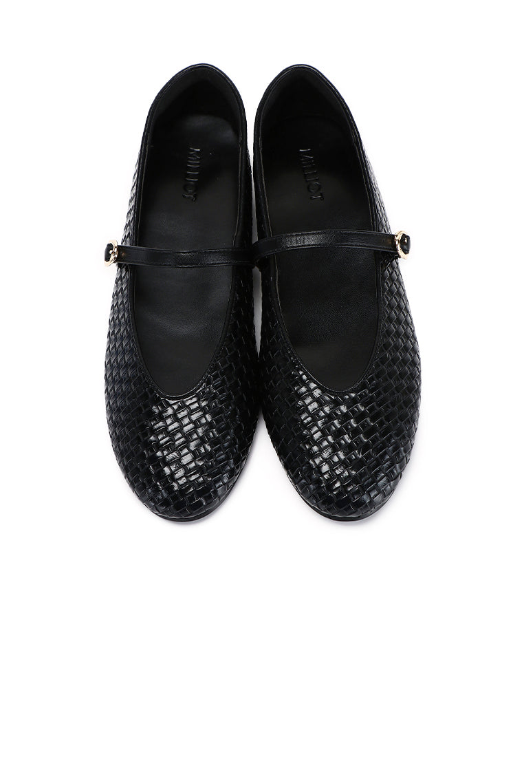 Maya Braided Mary Janes Flats & Ballerina (Black)