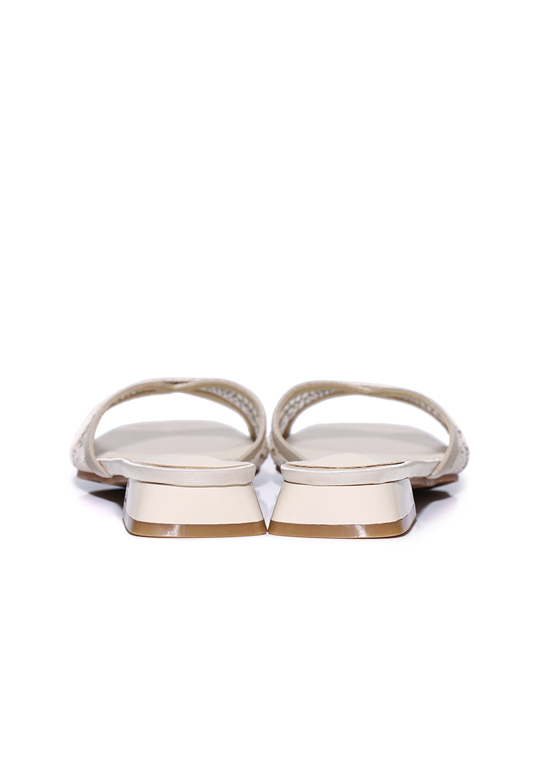 Naomi Glittered Slip Ons Sandals (Beige)