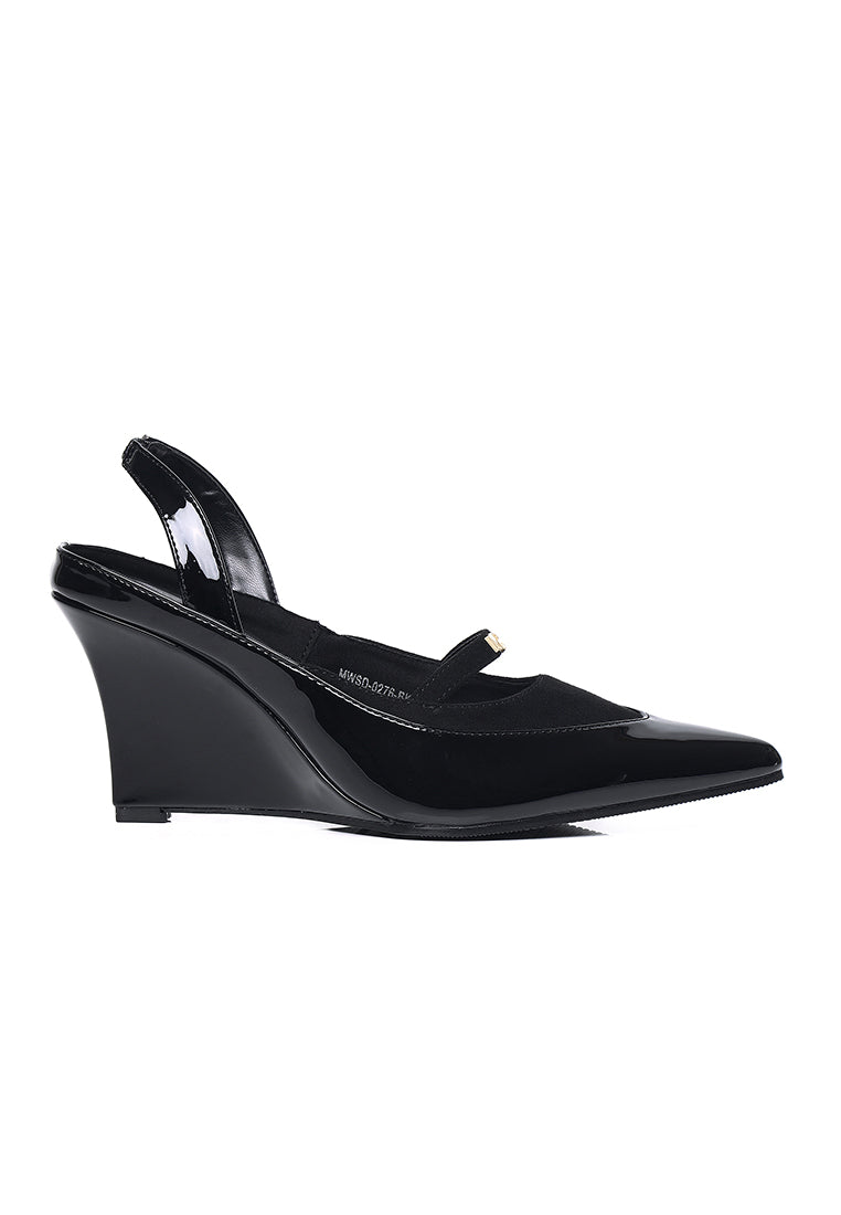 Kennedy Patent Slingback Wedges (Black)