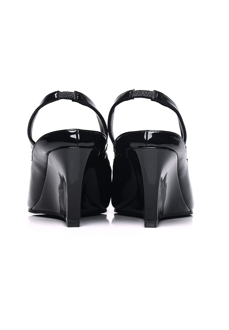 Kennedy Patent Slingback Wedges (Black)