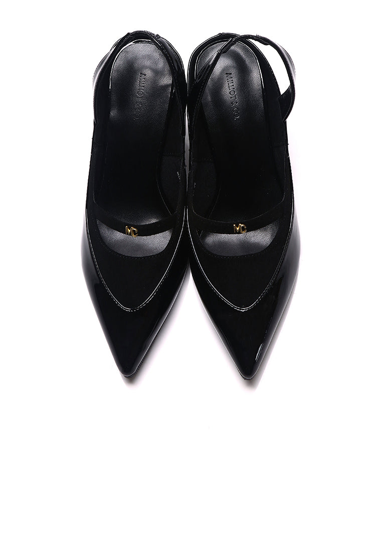 Kennedy Patent Slingback Wedges (Black)