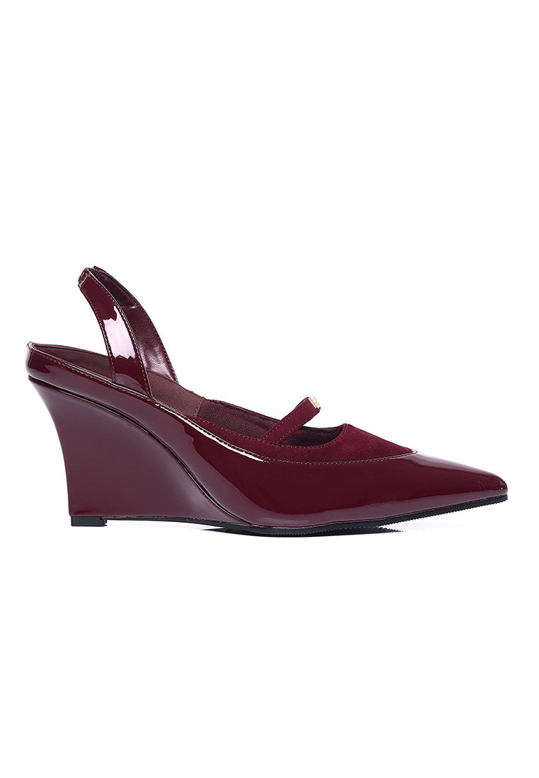 Kennedy Patent Slingback Wedges (Maroon)