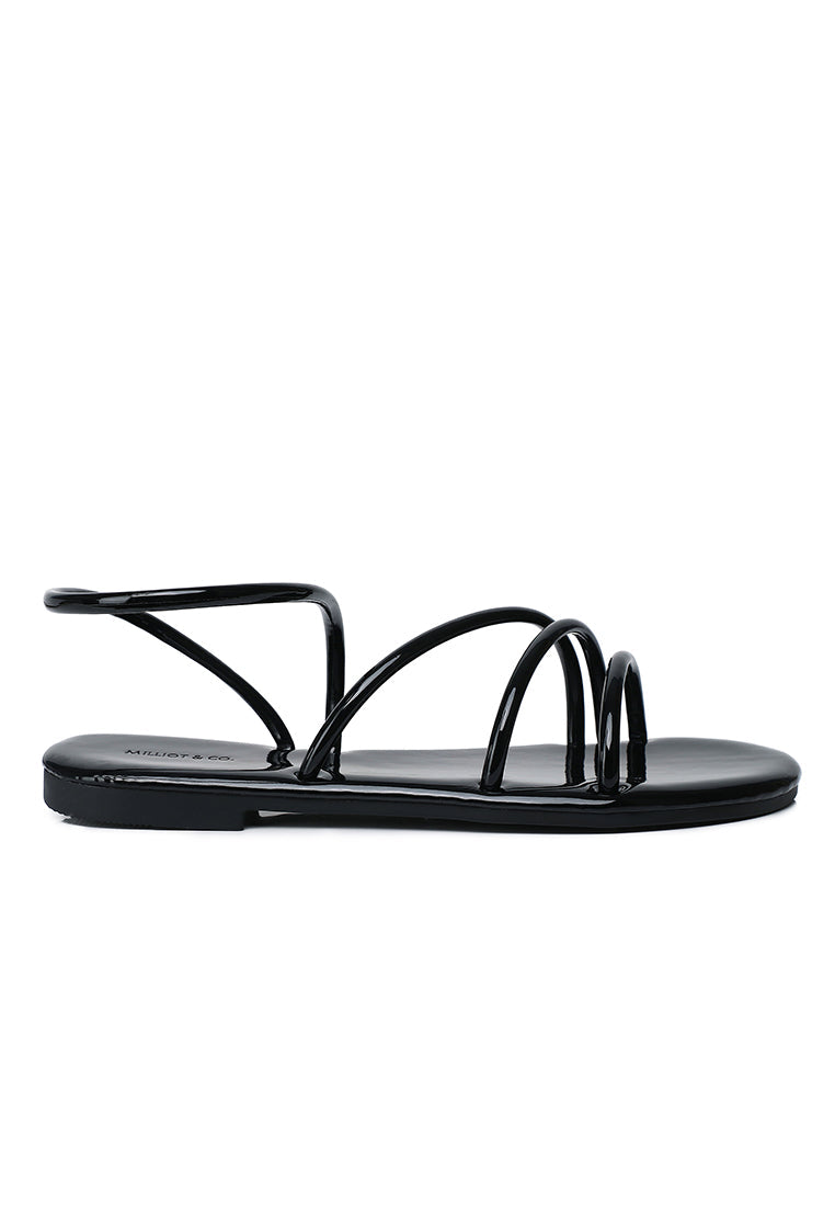 Janet Patent Strappy Sandals (Black)