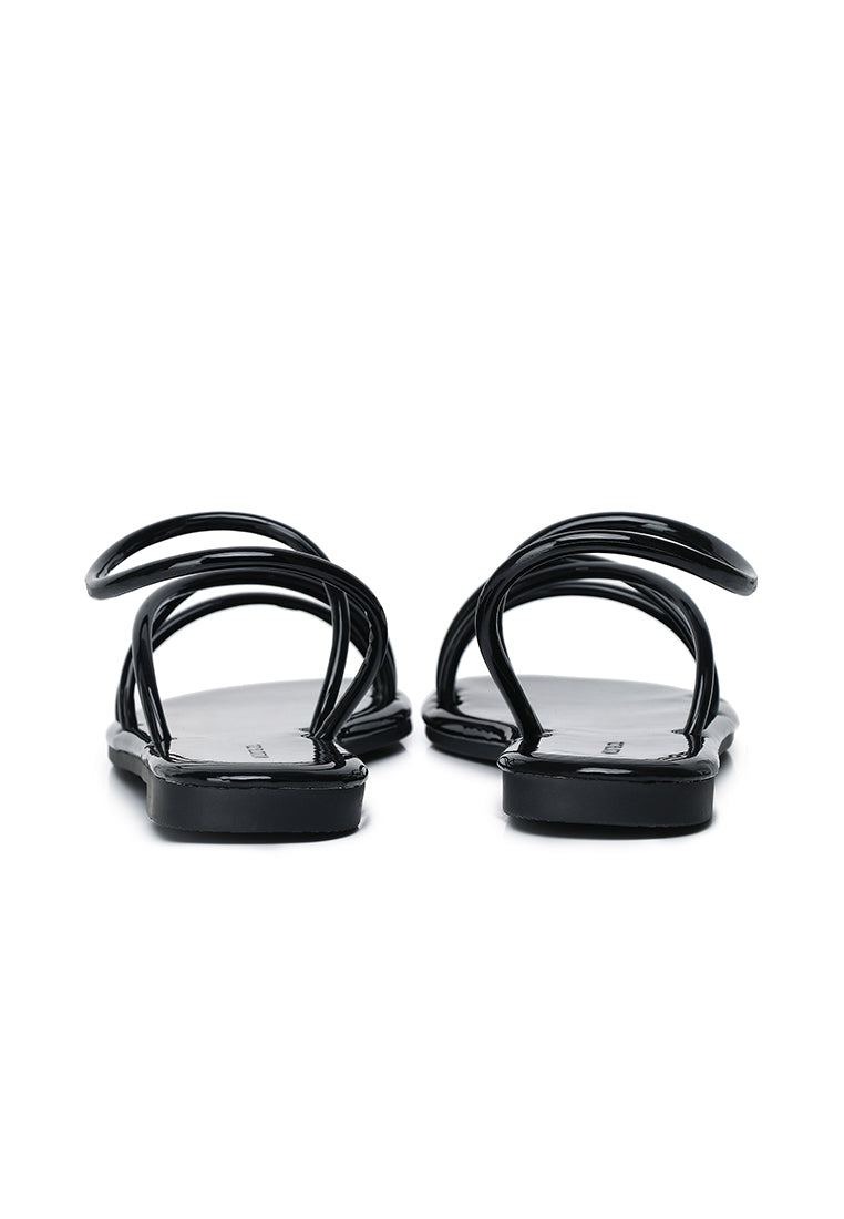 Janet Patent Strappy Sandals (Black)