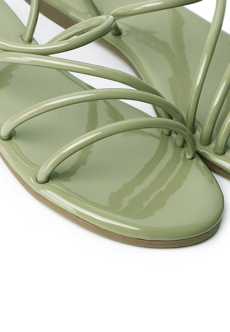 Janet Patent Strappy Sandals (Lawn Green)