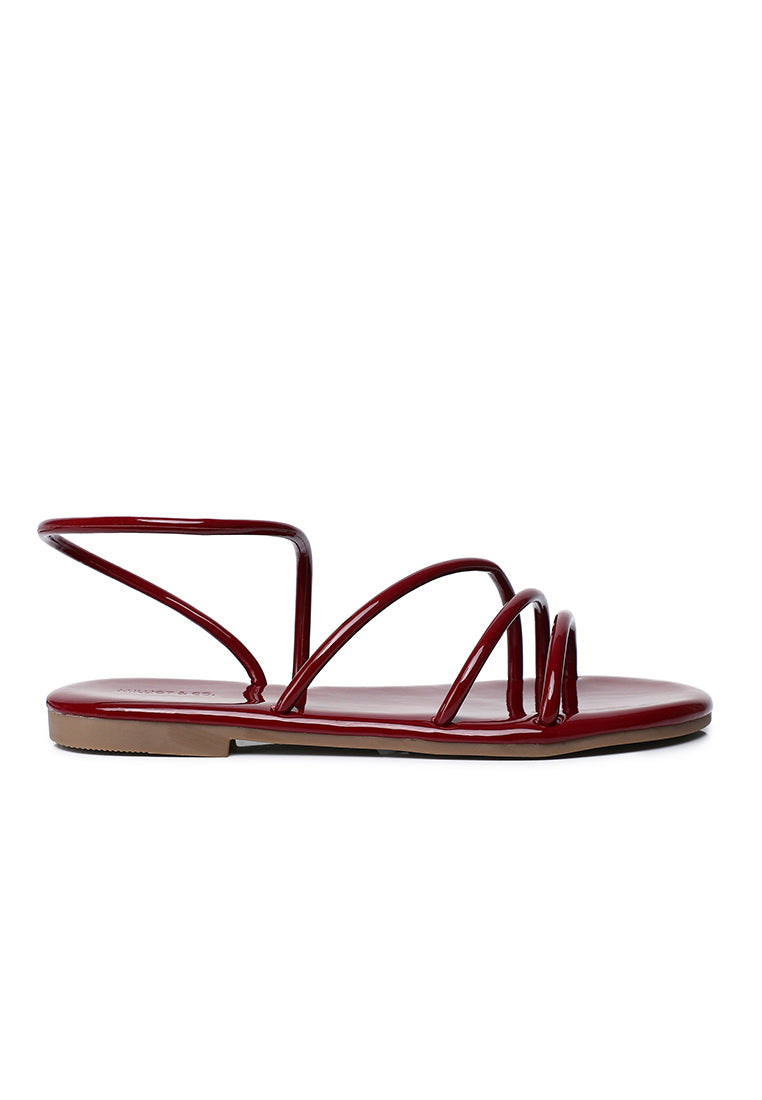 Janet Patent Strappy Sandals (Maroon)