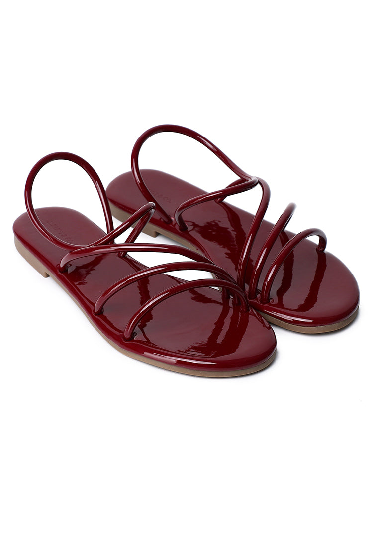 Janet Patent Strappy Sandals (Maroon)