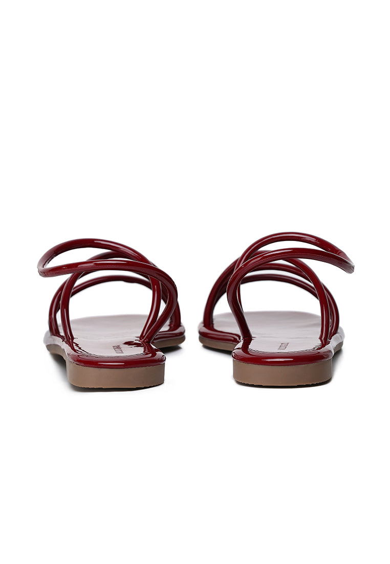 Janet Patent Strappy Sandals (Maroon)