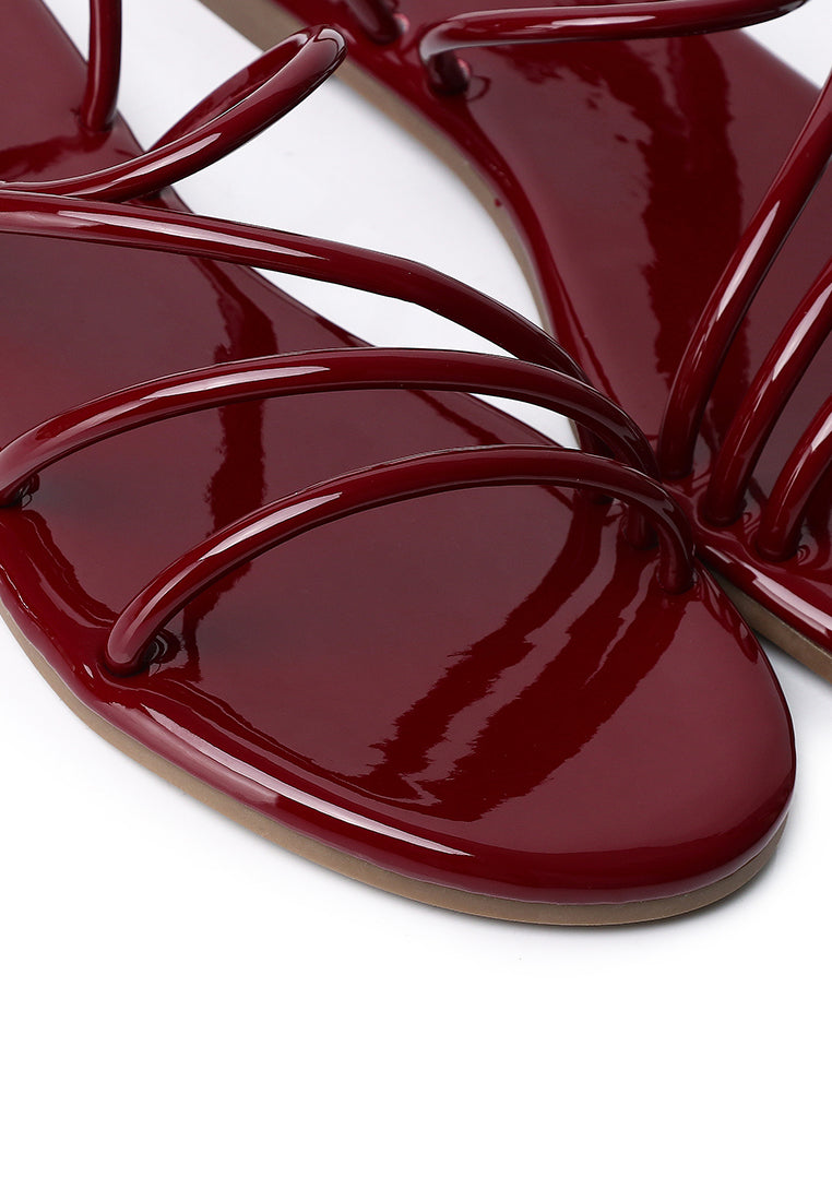 Janet Patent Strappy Sandals (Maroon)