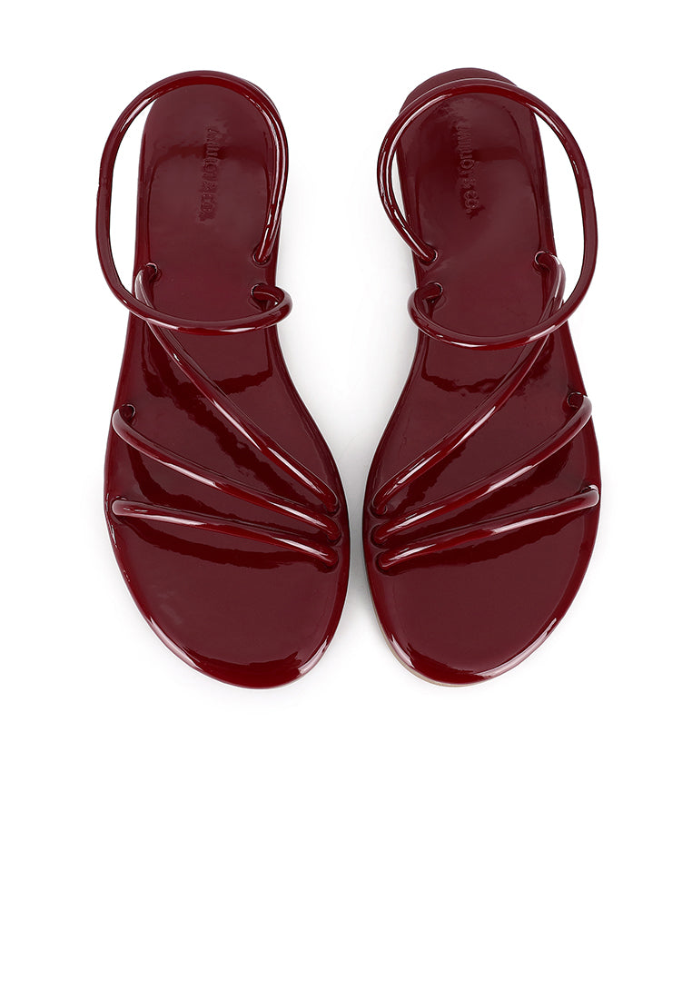 Janet Patent Strappy Sandals (Maroon)