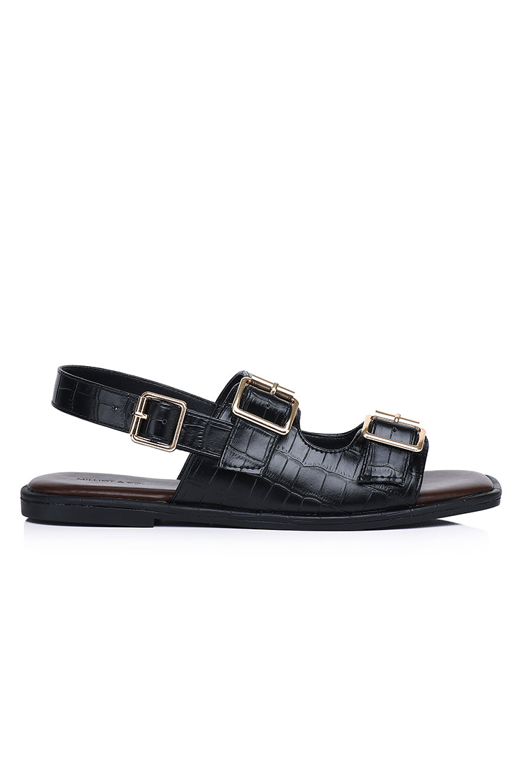 Avery Double Strap Slingback Sandals (Black)