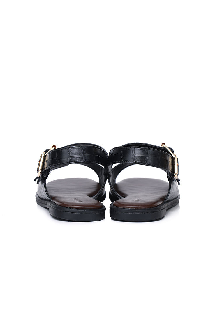 Avery Double Strap Slingback Sandals (Black)