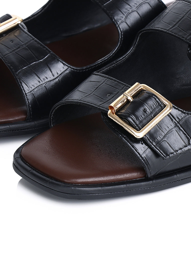 Avery Double Strap Slingback Sandals (Black)