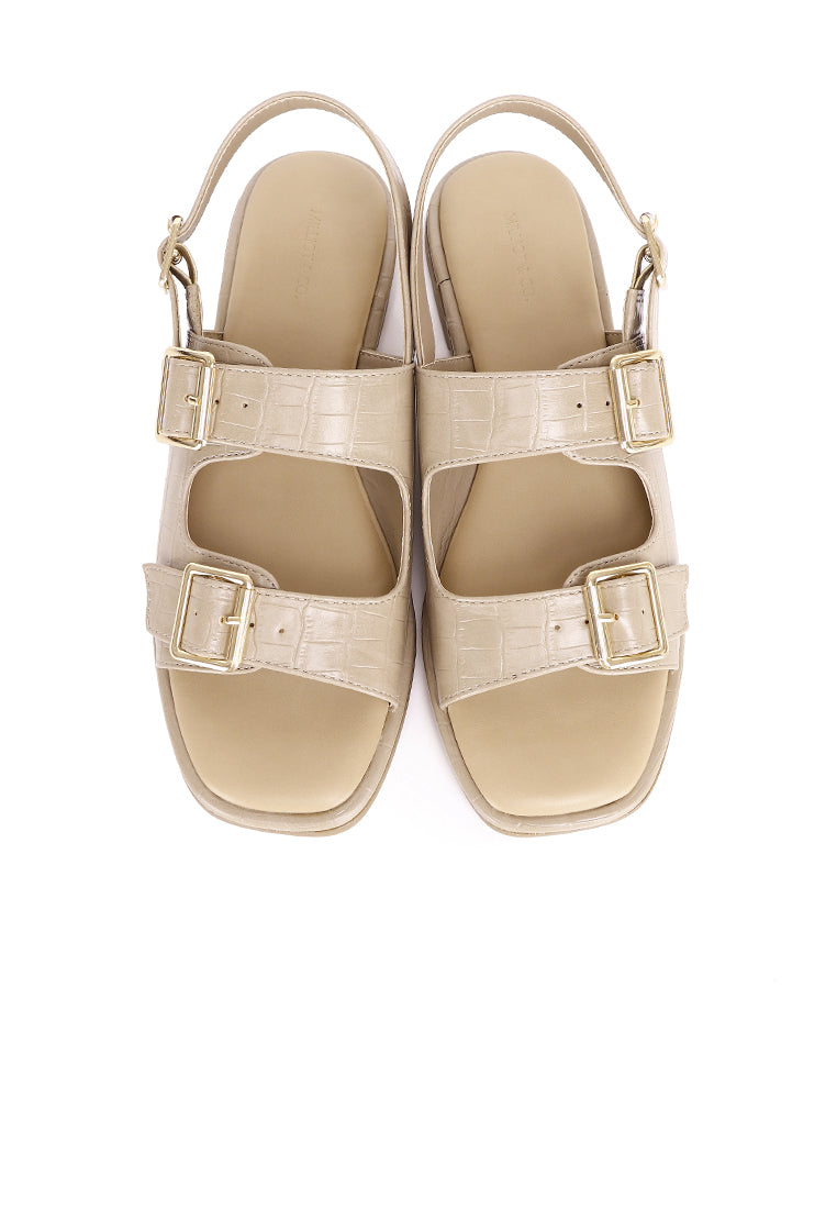 Avery Double Strap Slingback Sandals (Beige)