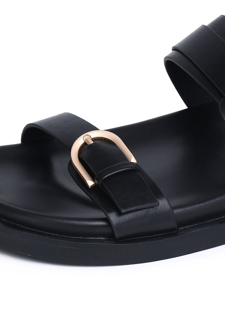 Nova Double Strap Sandals (Black)