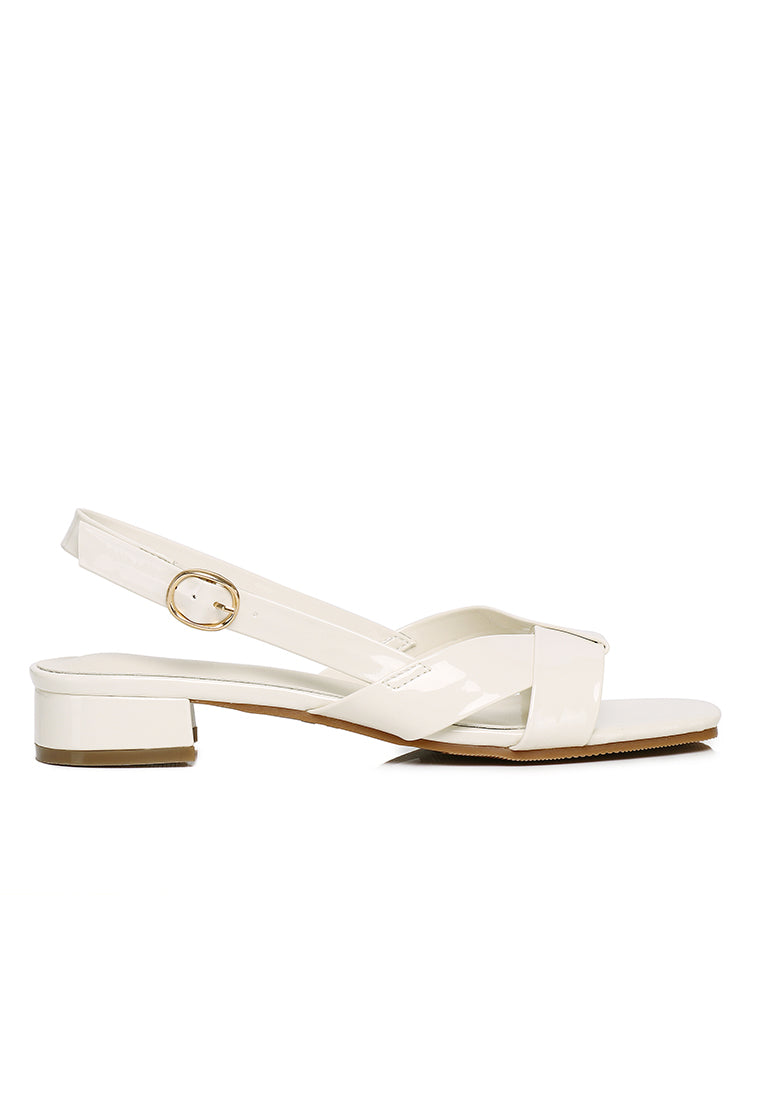 Hailey Patent Slingback Sandals (White)