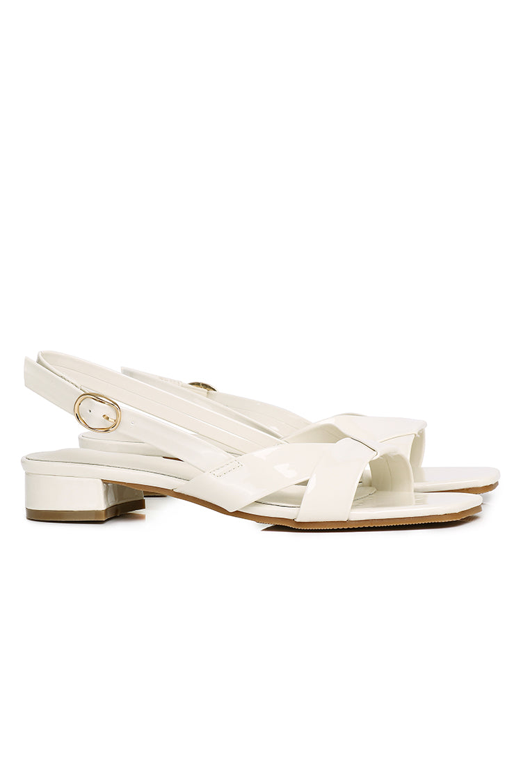 Hailey Patent Slingback Sandals (White)
