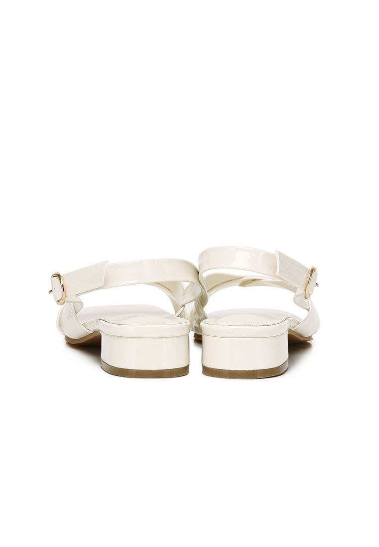 Hailey Patent Slingback Sandals (White)