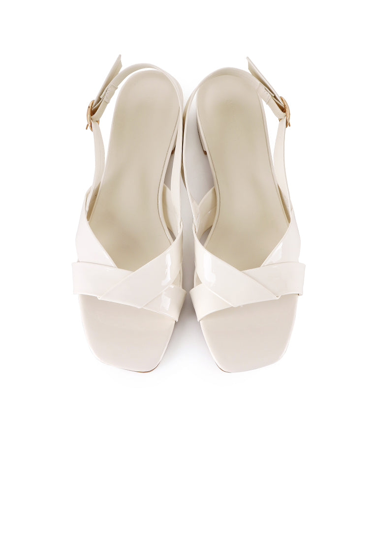 Hailey Patent Slingback Sandals (White)