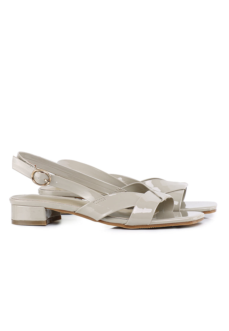 Hailey Patent Slingback Sandals (Khaki)