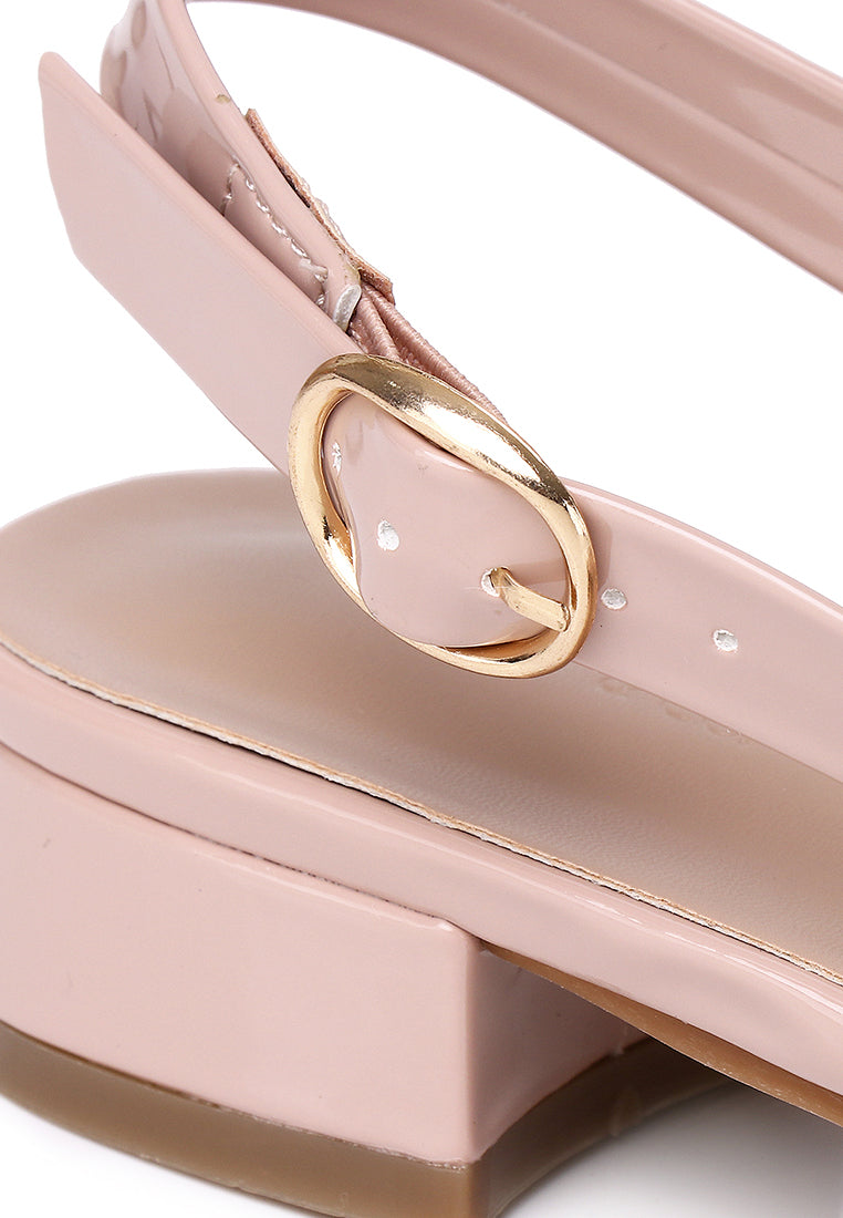 Hailey Patent Slingback Sandals (Pink)