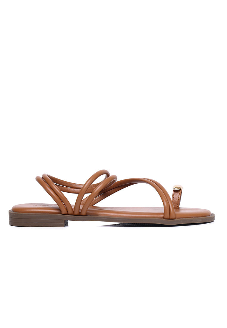 Ariana Strappy Toe Ring Sandals (Brown)