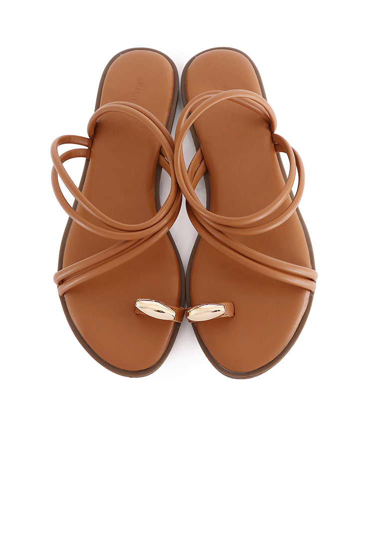 Ariana Strappy Toe Ring Sandals (Brown)