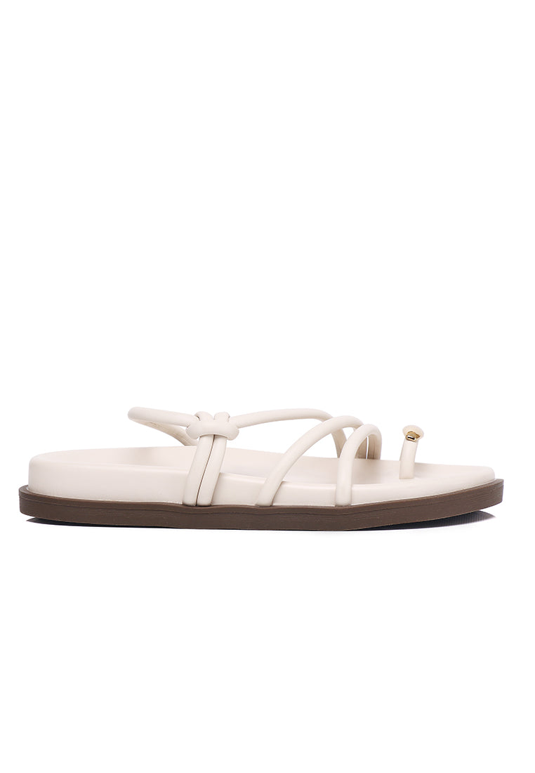 Lydia Strappy Toe Ring Sandals (White)