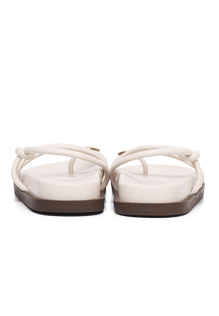 Lydia Strappy Toe Ring Sandals (White)