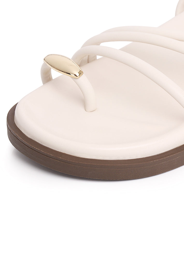 Lydia Strappy Toe Ring Sandals (White)