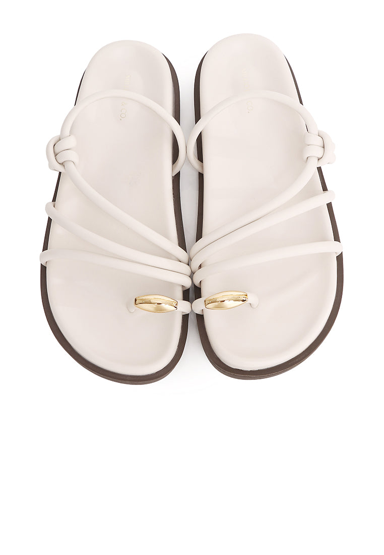 Lydia Strappy Toe Ring Sandals (White)