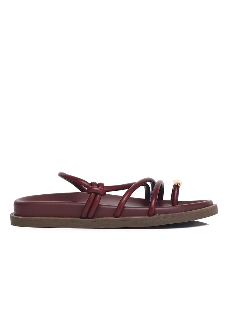 Lydia Strappy Toe Ring Sandals (Maroon)